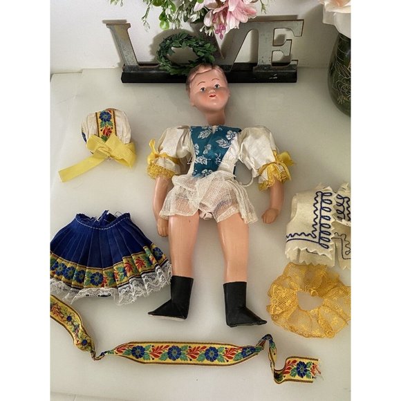 Vintage German Doll Project Strung Hand Painted Clothes Accessories in Parts EUC - Picture 11 of 16